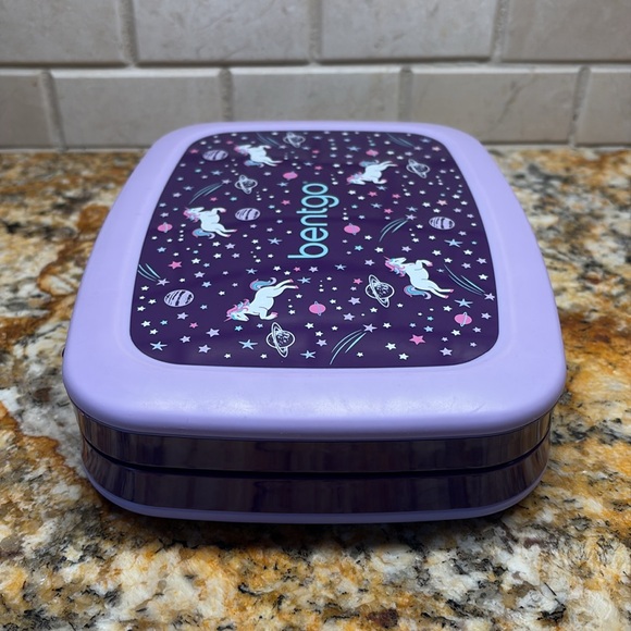 Kids Divided 5 Compartment Leak Proof Bentgo Style Lunch Box Purple Unicorn - Picture 10 of 17